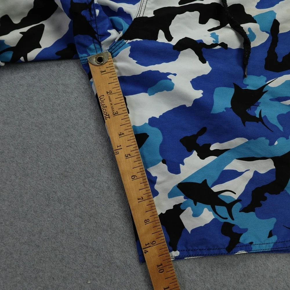 Pelagic Board Shorts‎ Mens 36 Camo Blue White Black Swim Trunks Fishing